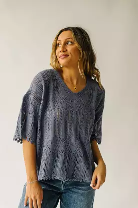 Batcher V-Neck Sweater Dusty Blue