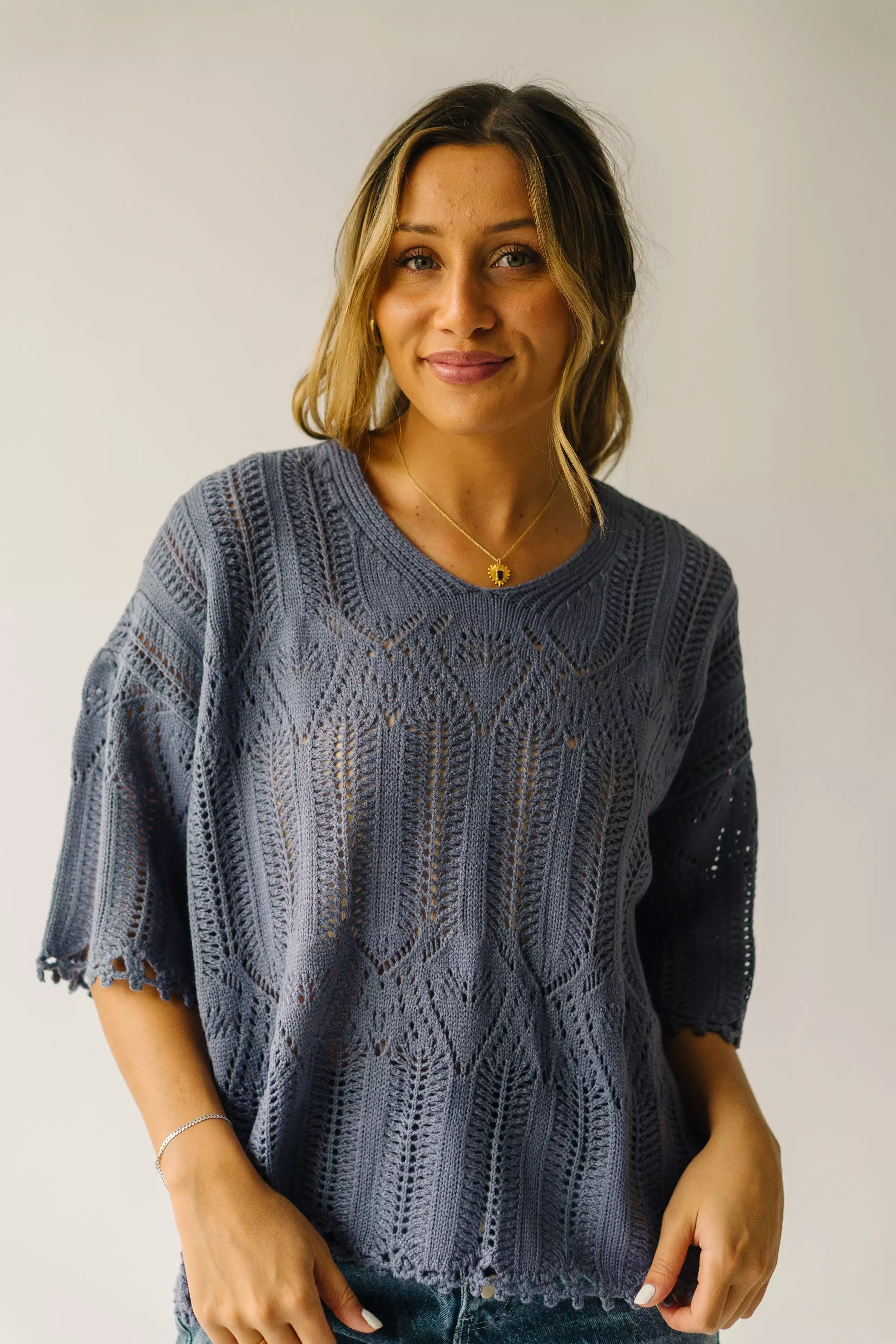 Batcher V-Neck Sweater Dusty Blue