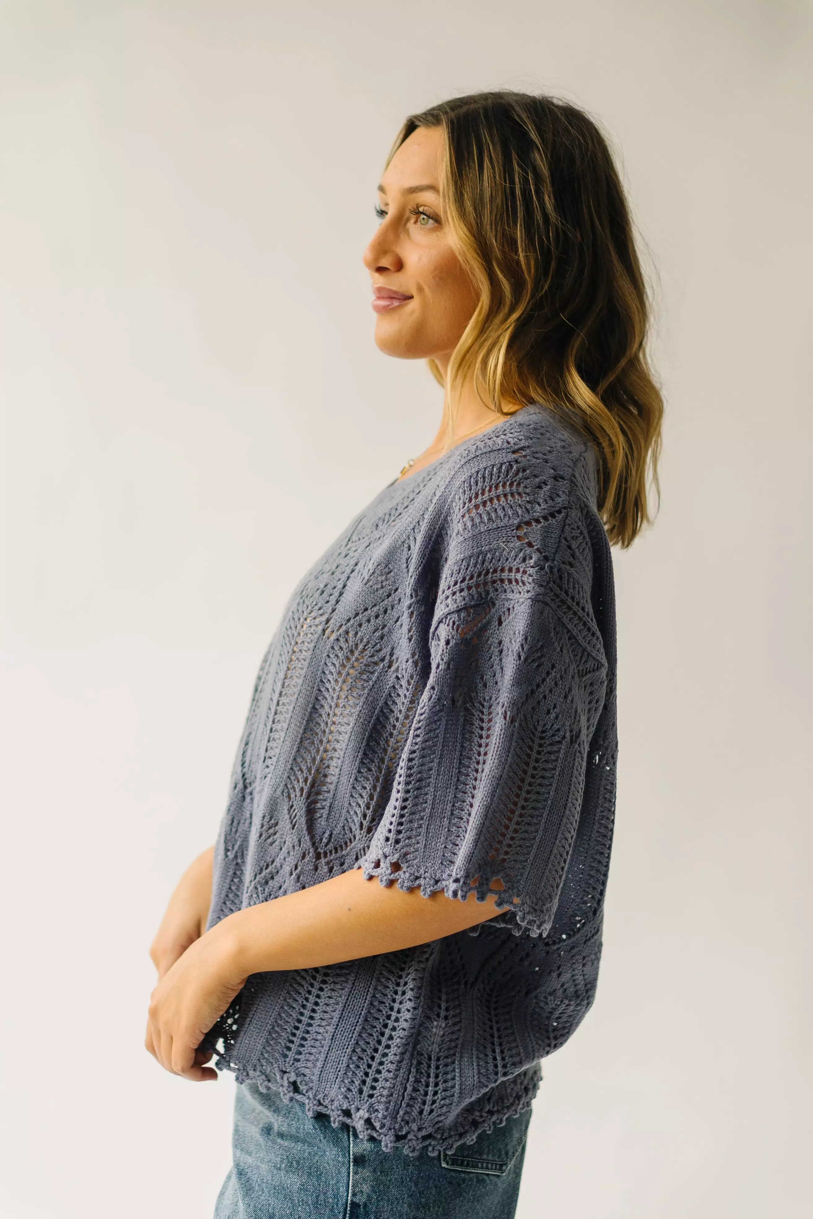 Batcher V-Neck Sweater Dusty Blue