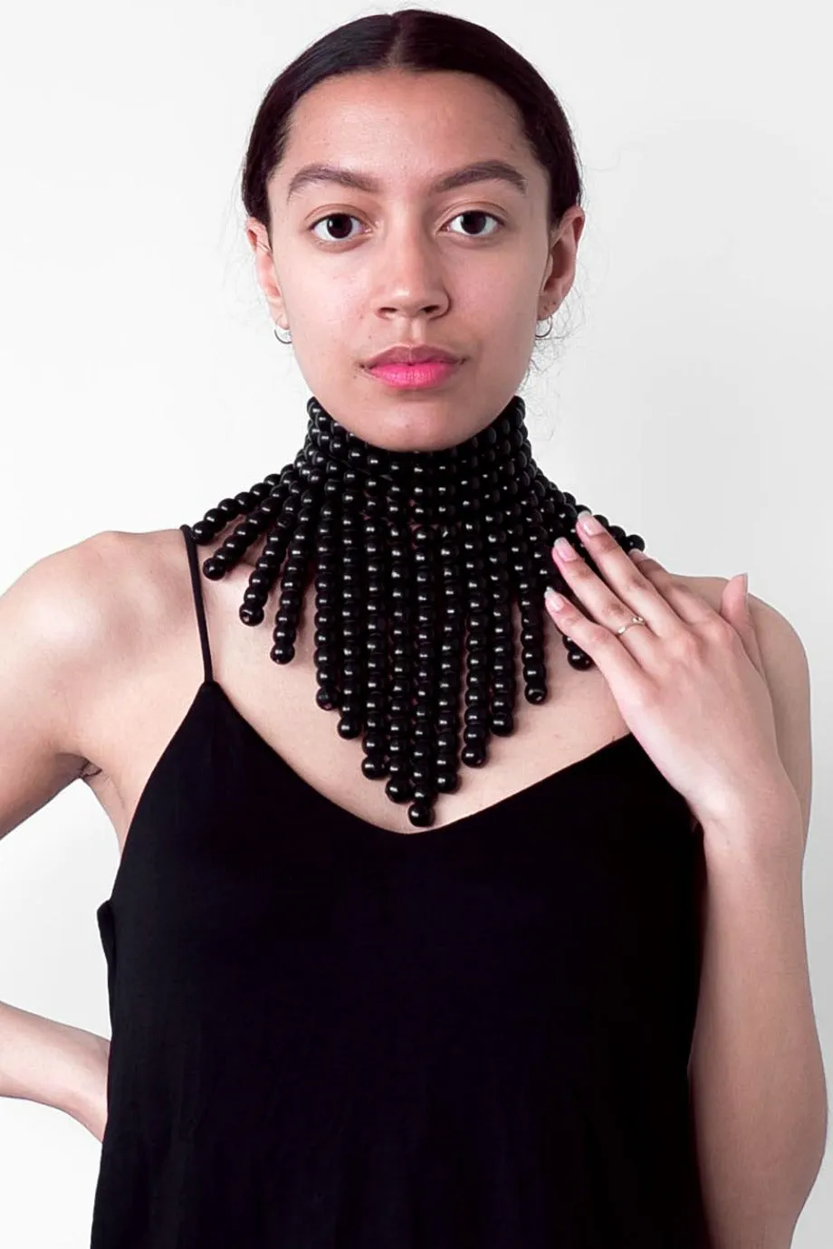 Black Beaded Bib Necklace