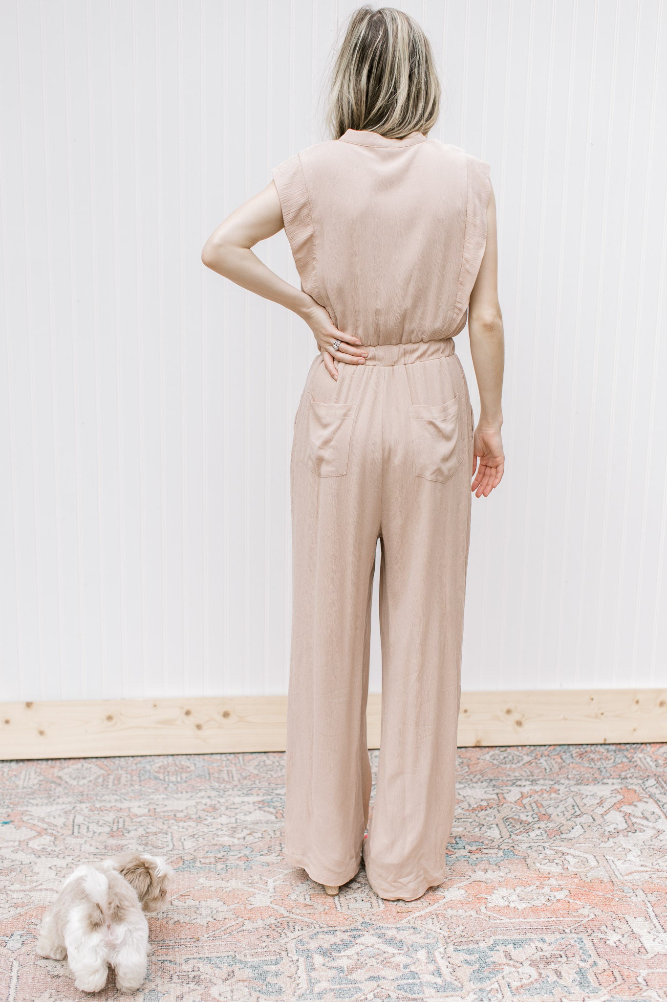 Beige Jumpsuit, stylish and versatile fashion piece for women. Available online now, shop the latest collection.