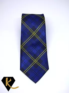 Black Blue Yellow Plaid Necktie for Men