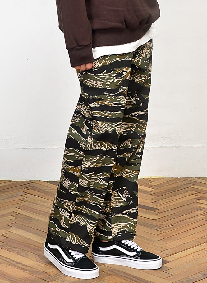 Black Camouflage Pants Mens Casual Trousers with Relaxed Waistband