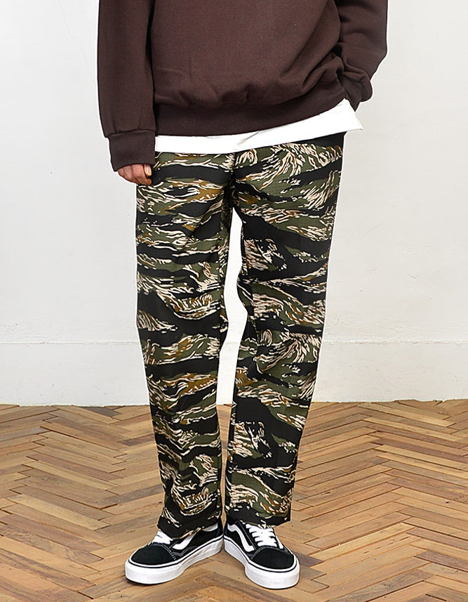 Black Camouflage Pants Mens Casual Trousers with Relaxed Waistband