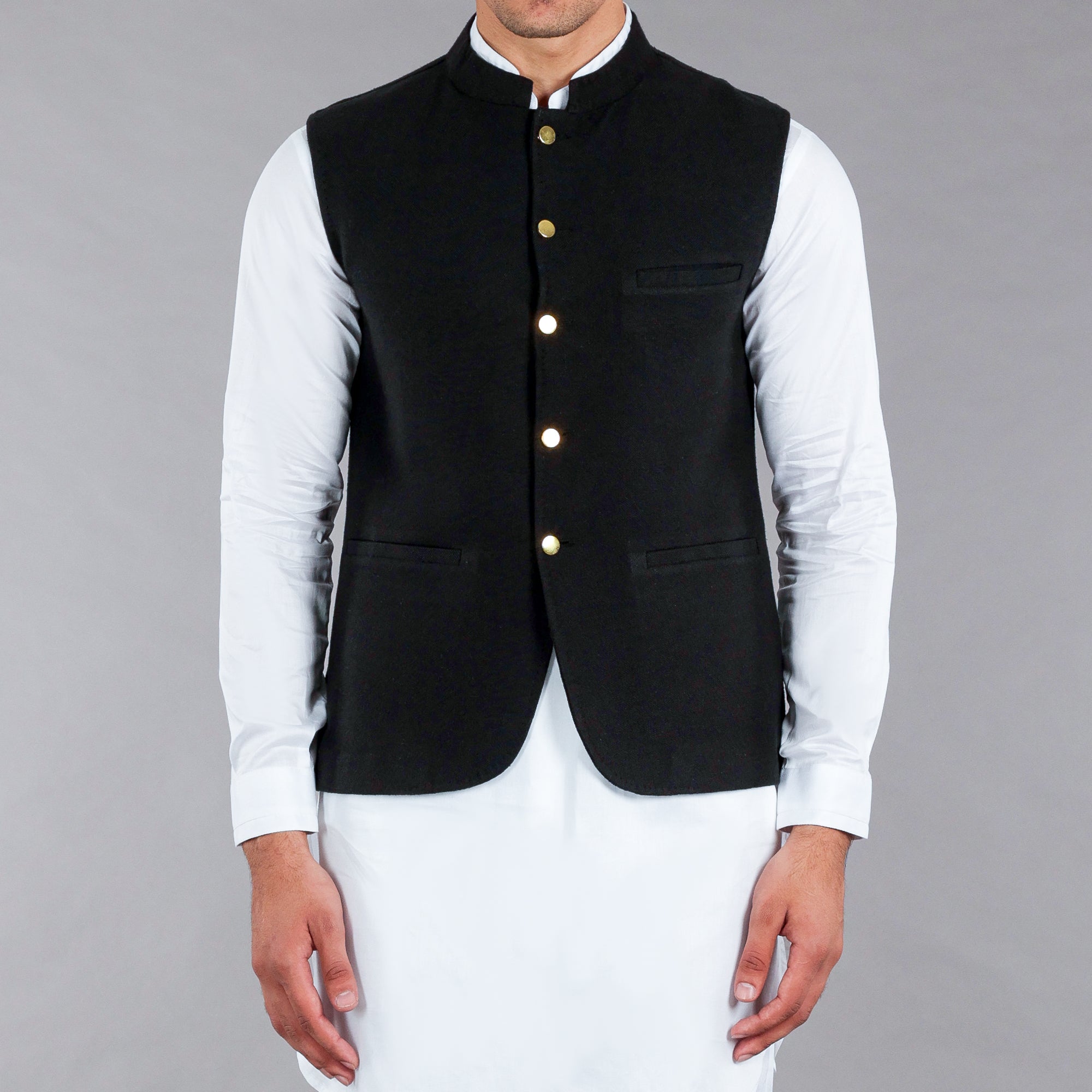 Black Khaddar Waistcoat - Shop Now!