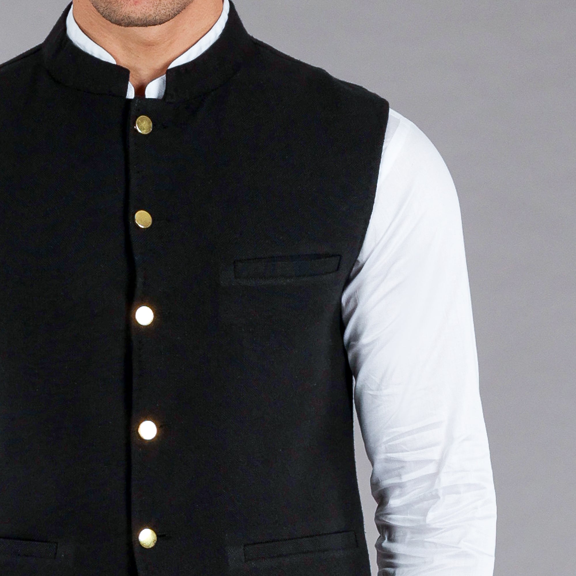 Black Khaddar Waistcoat - Shop Now!