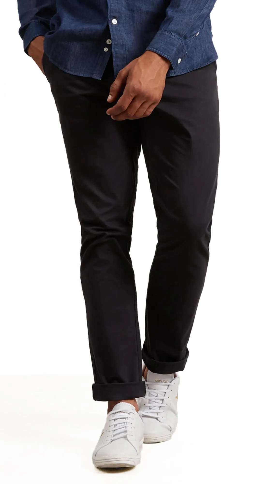 Black Lyle & Scott Skinny Fit Cotton Chinos