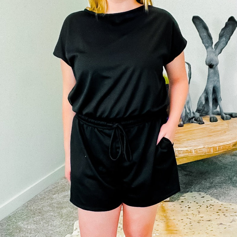 Black Short Sleeve Romper