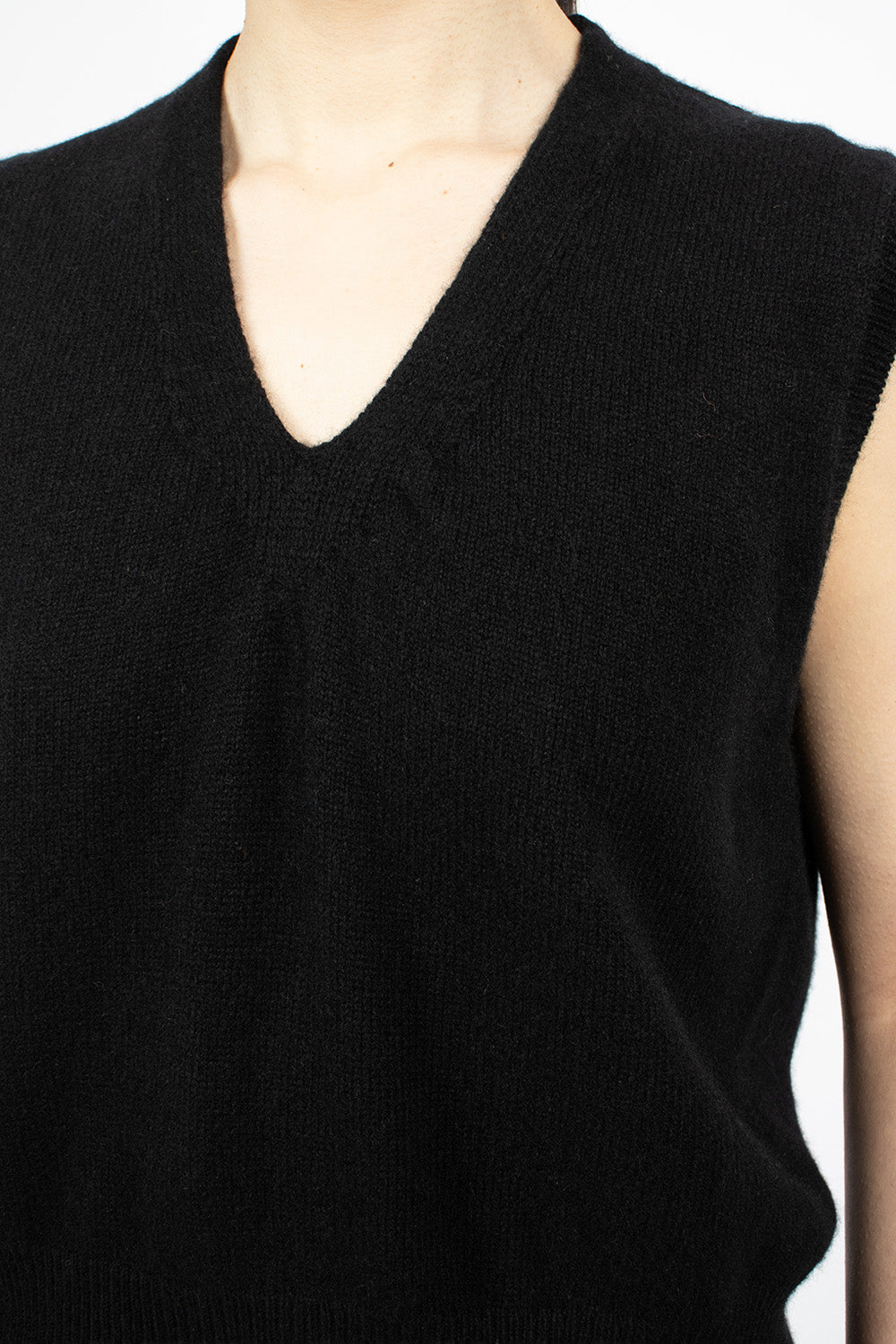 Black V Neck Slipover with Integral Design