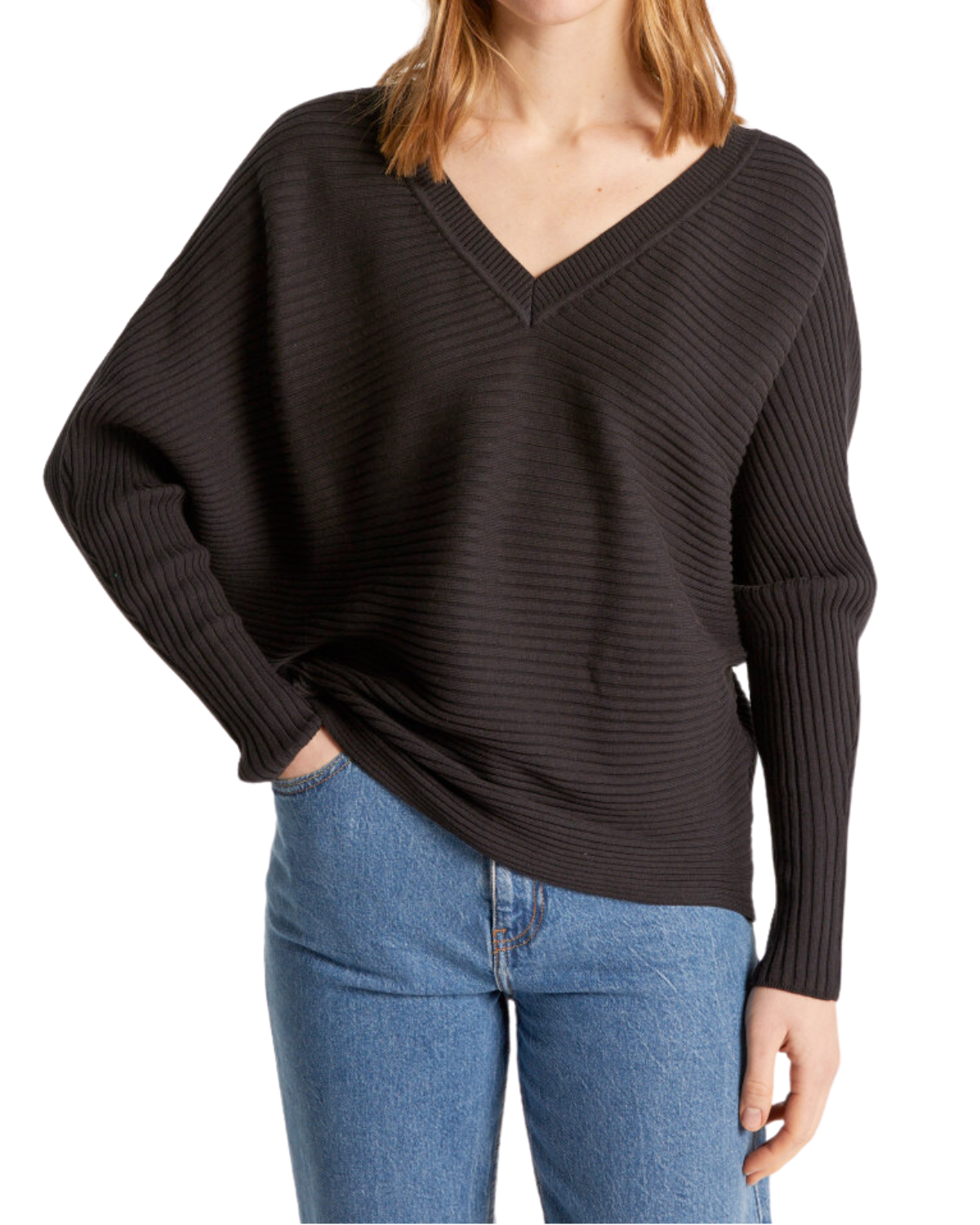 Black V-Neck Sweater by Lison Double