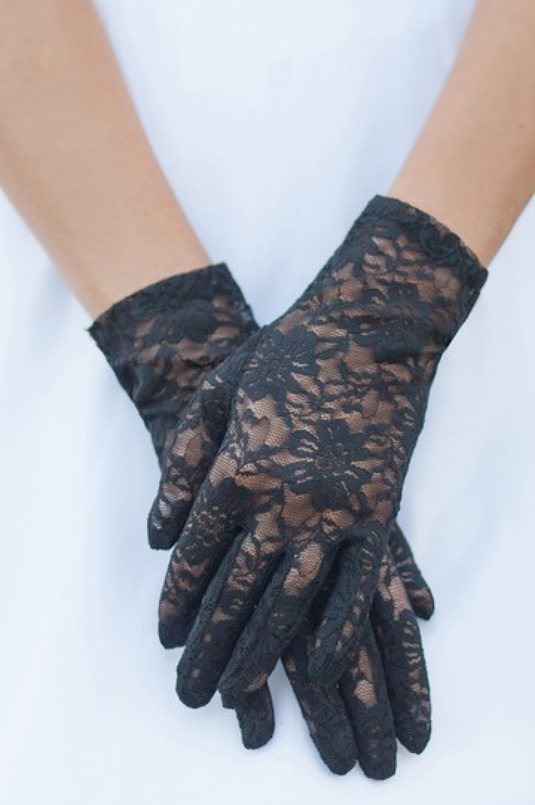 Black White Lace Gloves