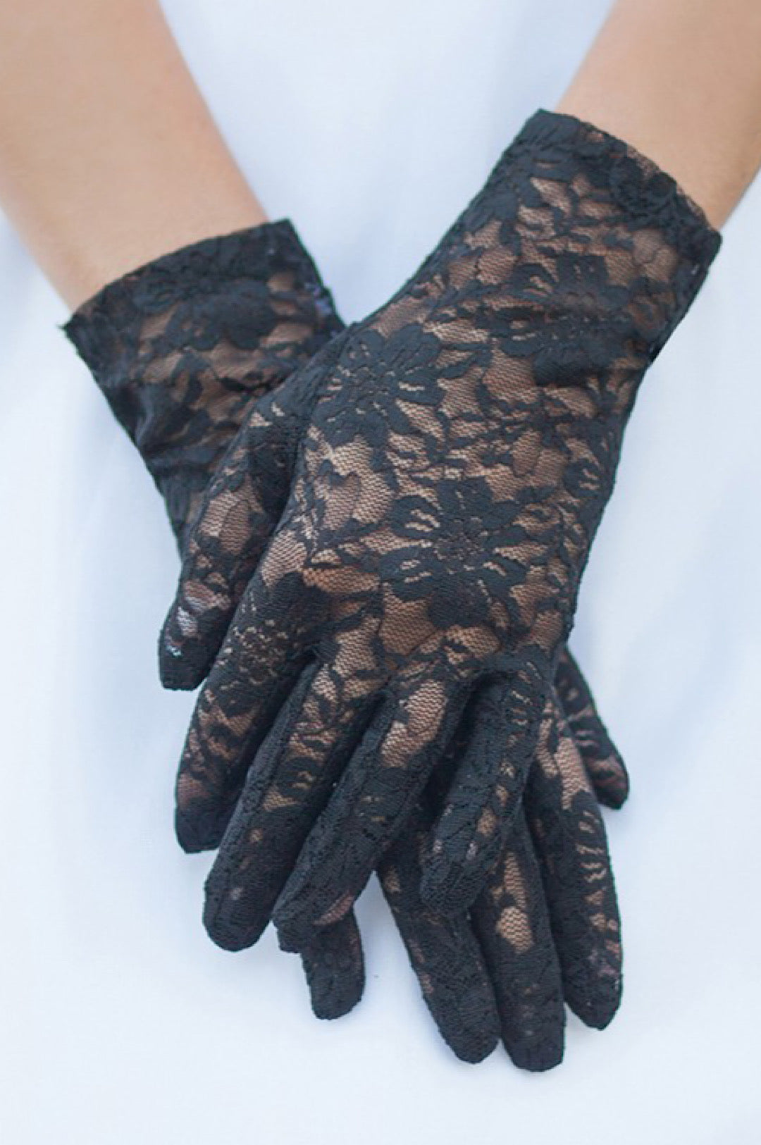 Black White Lace Gloves