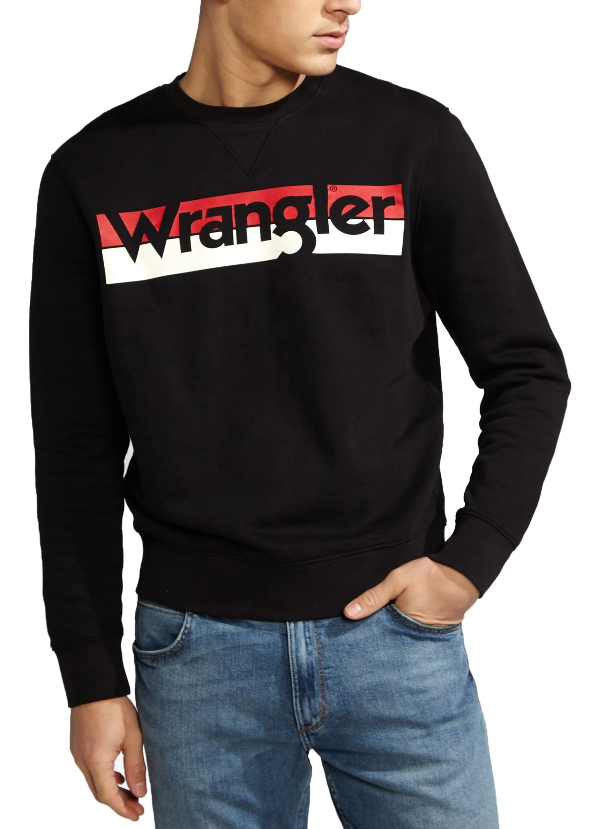 Black Wrangler Retro Logo Crew Neck Sweatshirt