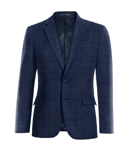  Blazer azul marino a cuadros slim fit