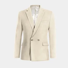  Blazer cruzada beige de lino esencial