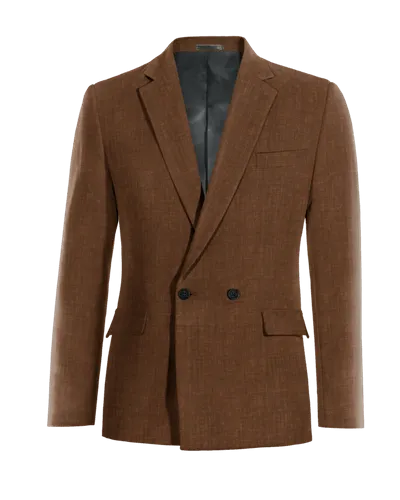  Blazer cruzada marrón de lino edición limitada