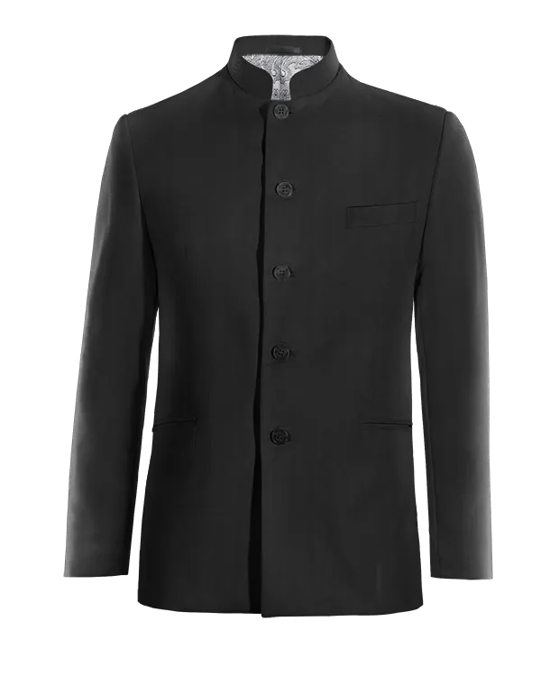  Blazer cuello mandarín negro Ónix de entretiempo