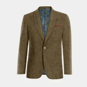  Blazer marrón de donegal tweed solapa redonda