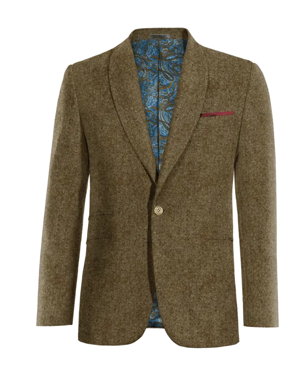  Blazer marrón de donegal tweed solapa redonda