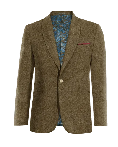  Blazer marrón de donegal tweed solapa redonda