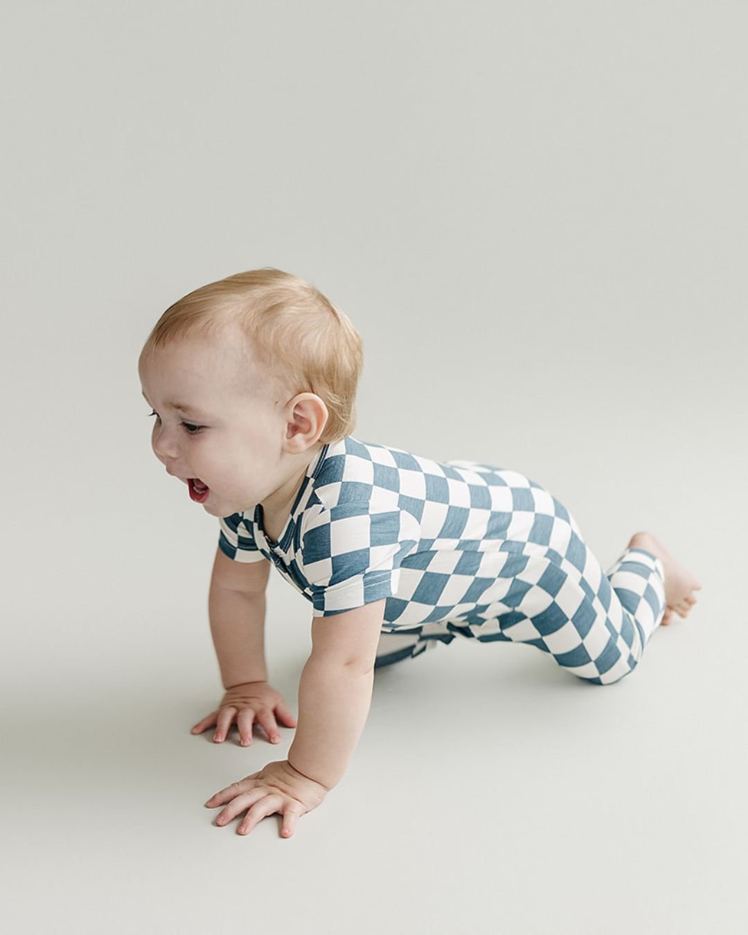 Blue Bamboo Checkered Jumpsuit