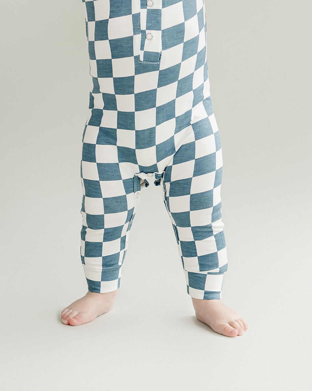 Blue Bamboo Checkered Jumpsuit