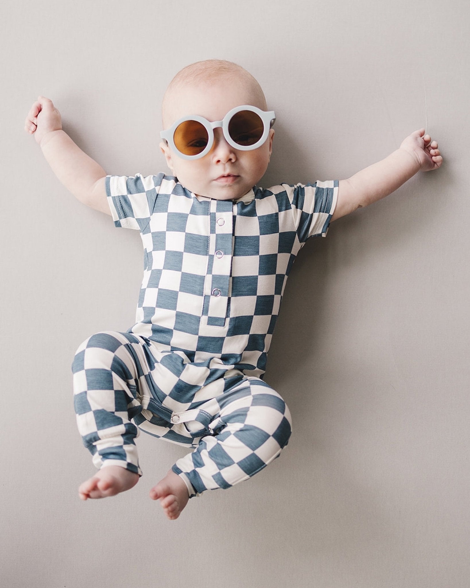 Blue Bamboo Checkered Jumpsuit