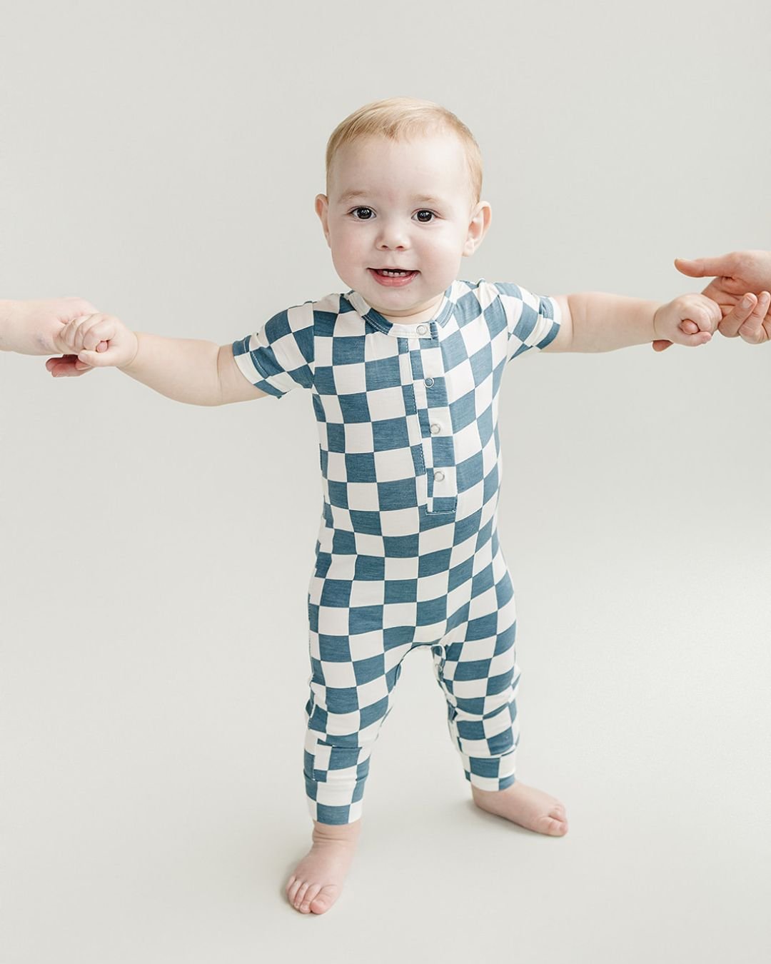 Blue Bamboo Checkered Jumpsuit