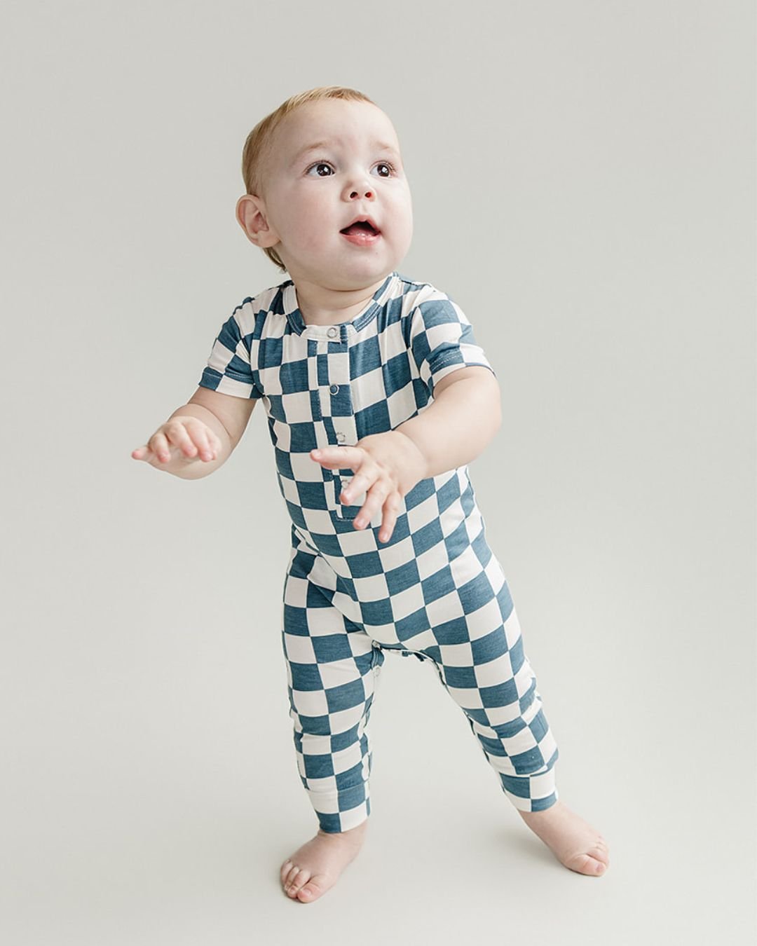 Blue Bamboo Checkered Jumpsuit