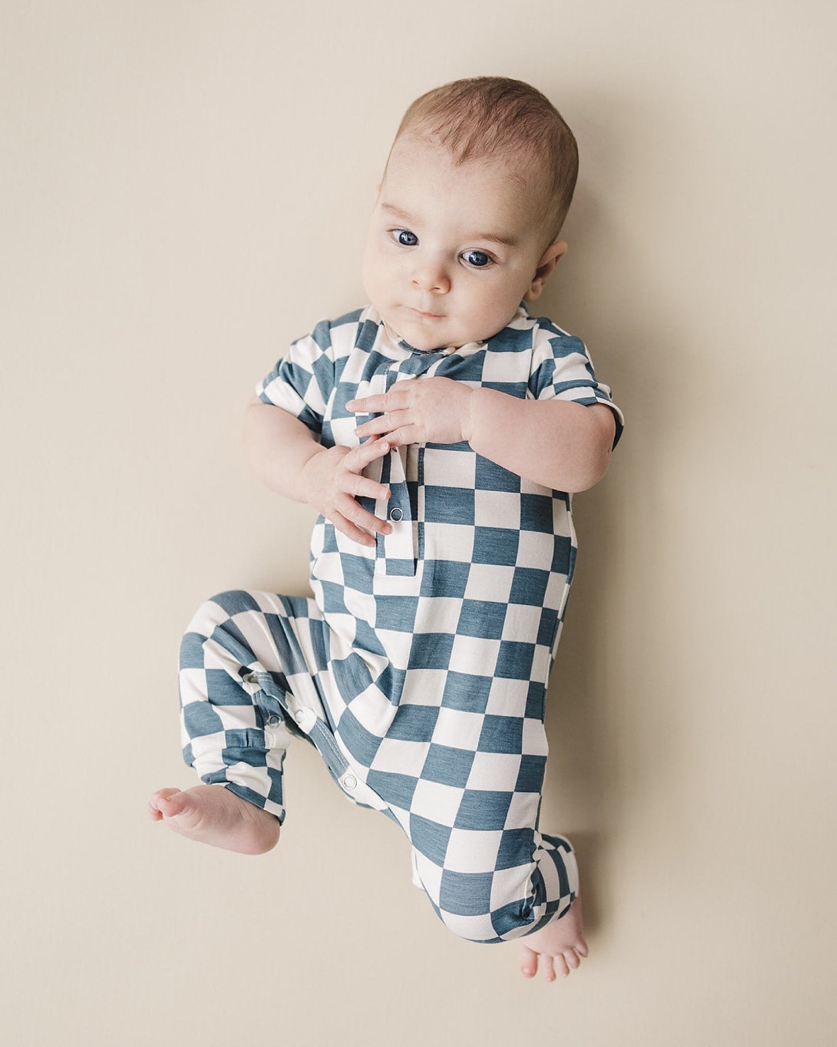 Blue Bamboo Checkered Jumpsuit