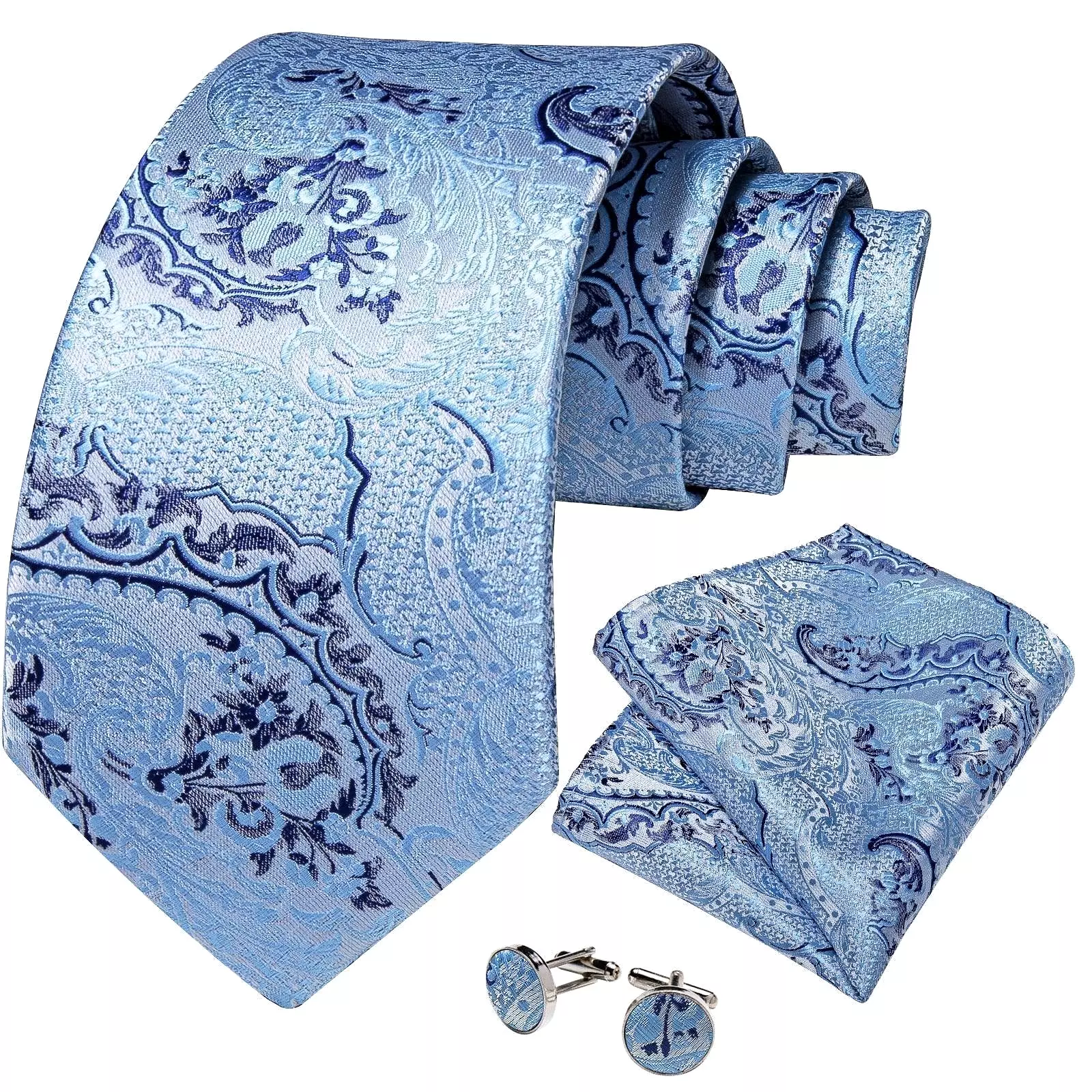 Blue Paisley Silk Necktie Set - Buy Online Now. Perfect for Formal Occasions. Limited Stock.