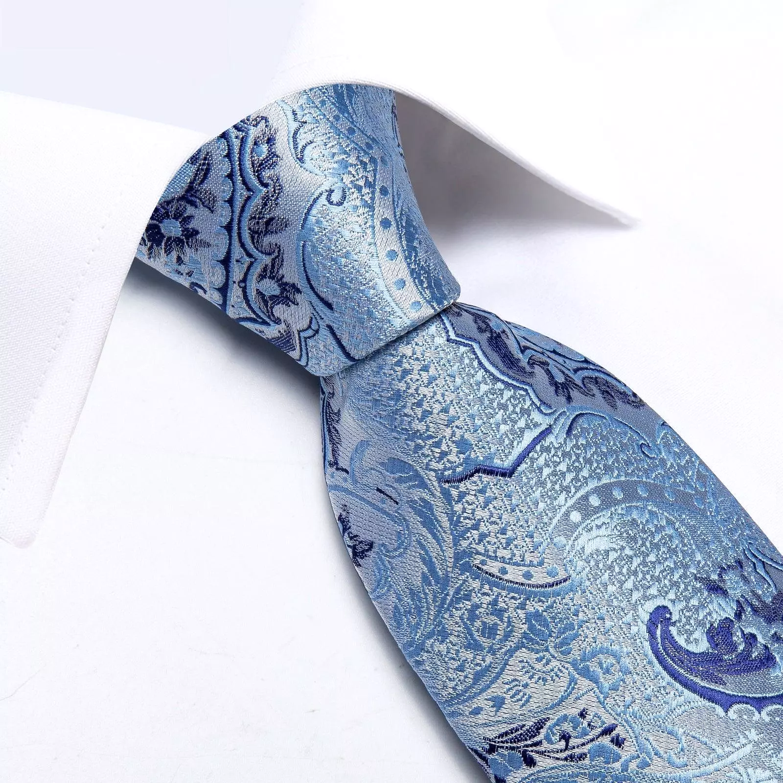 Blue Paisley Silk Necktie Set - Buy Online Now. Perfect for Formal Occasions. Limited Stock.