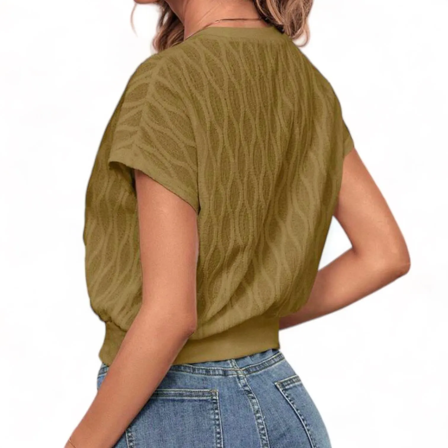 Geo Pattern Knit Square Top with Waistband