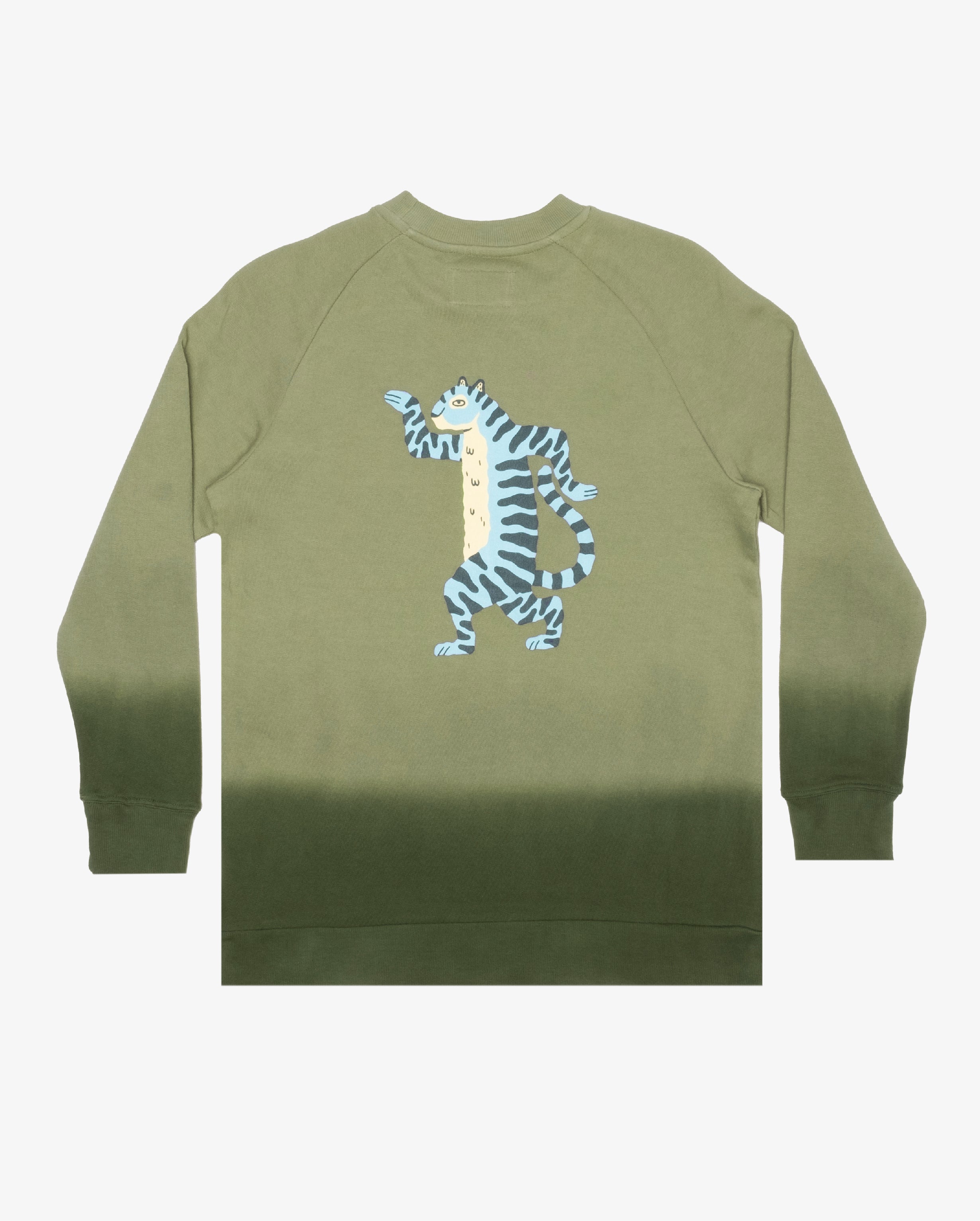 BOB Dancing Tiger Green Tie Dye Raglan Crew