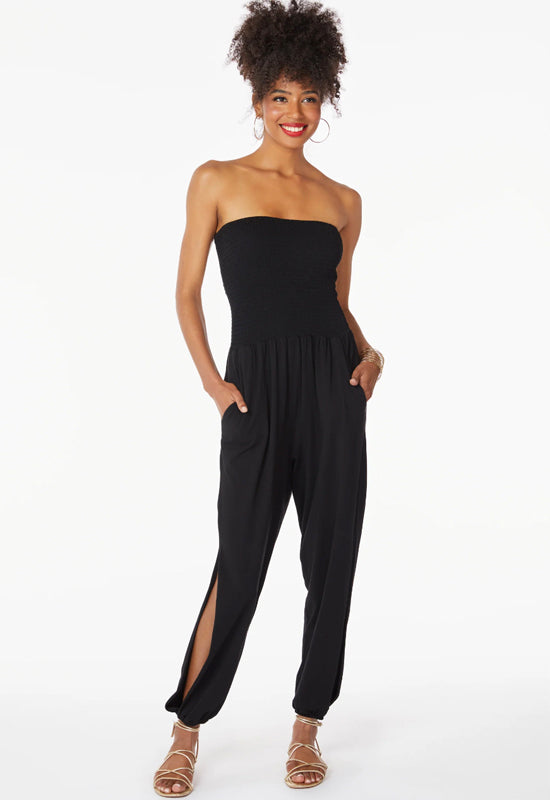 Bobi jumpsuit black, smocked top