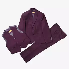 Boys maroon 3-piece suit with coat and pants