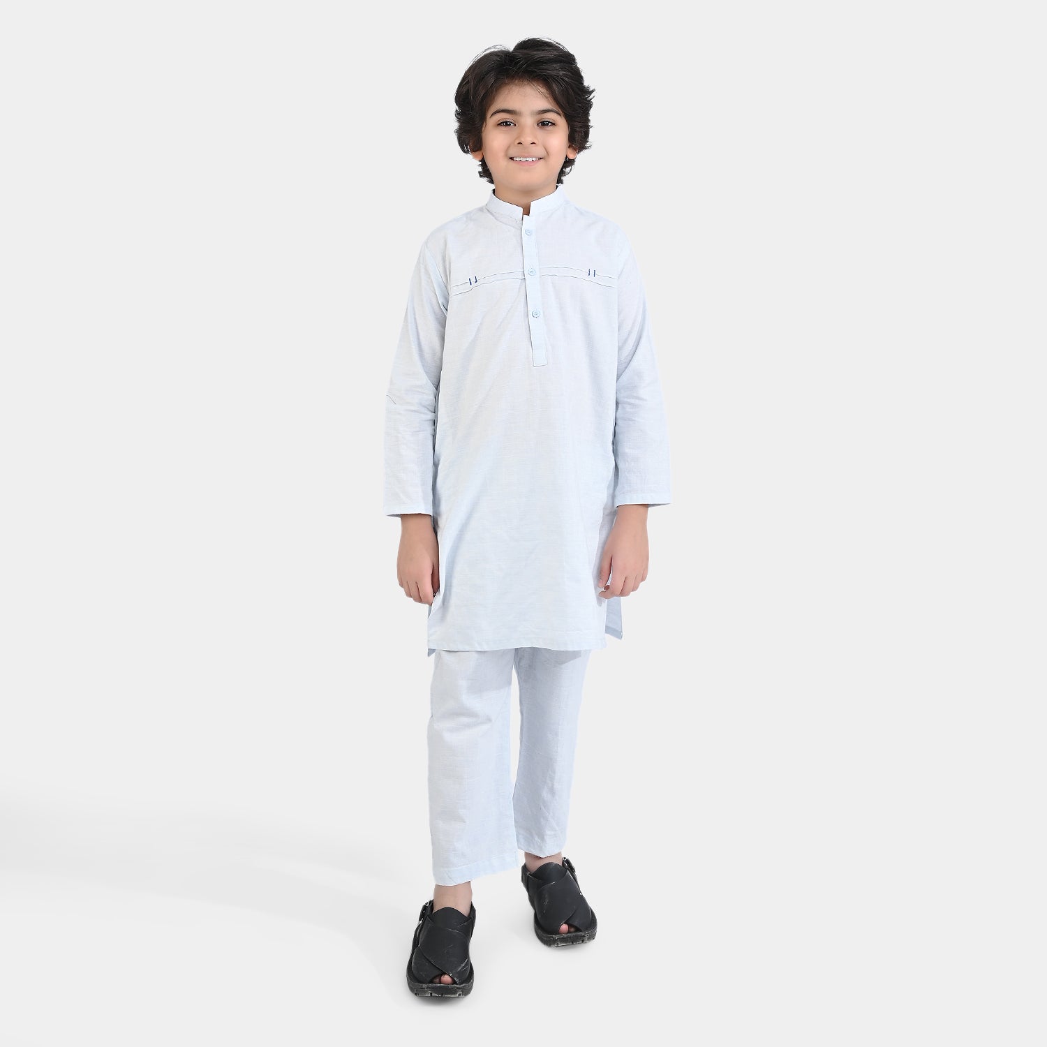 Boys Shalwar Suits in Light Blue Yarn Dye