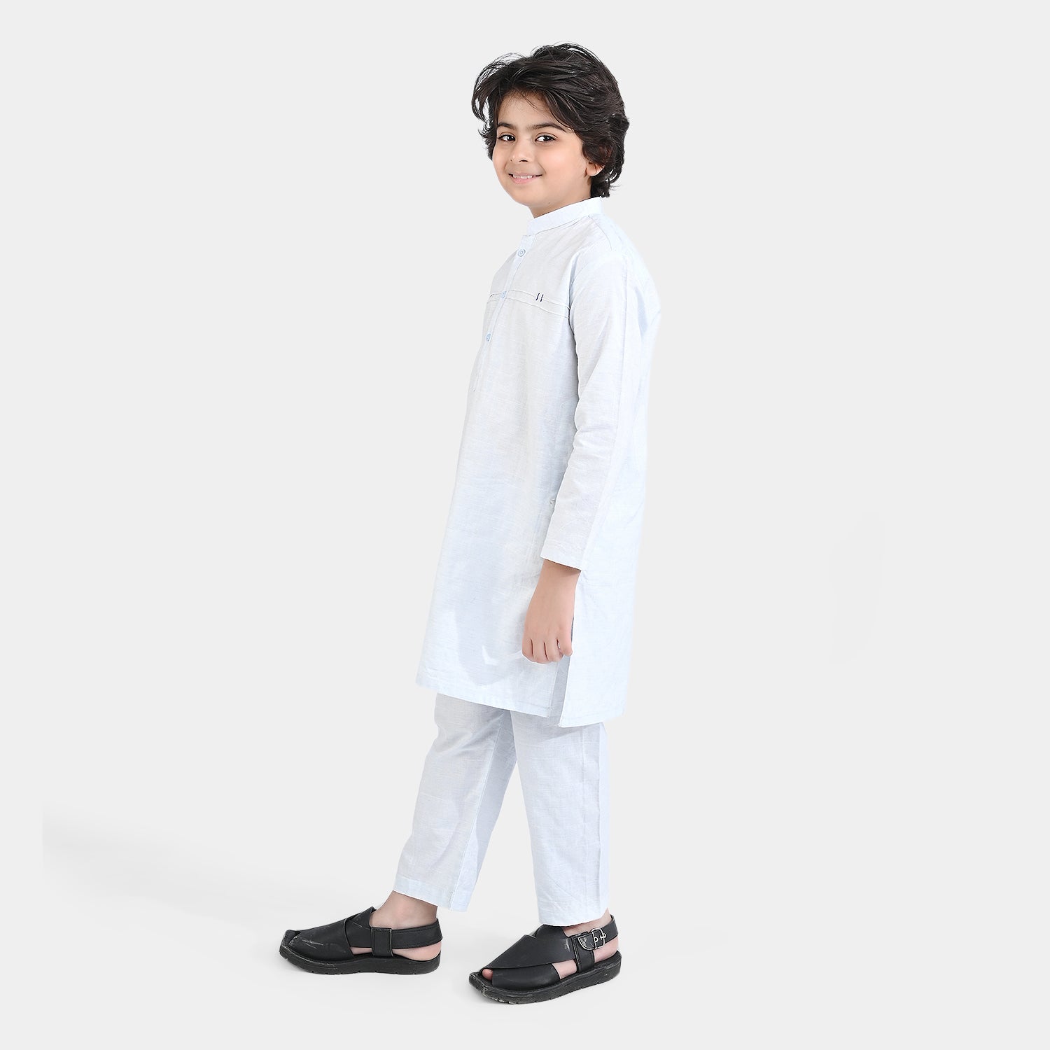 Boys Shalwar Suits in Light Blue Yarn Dye