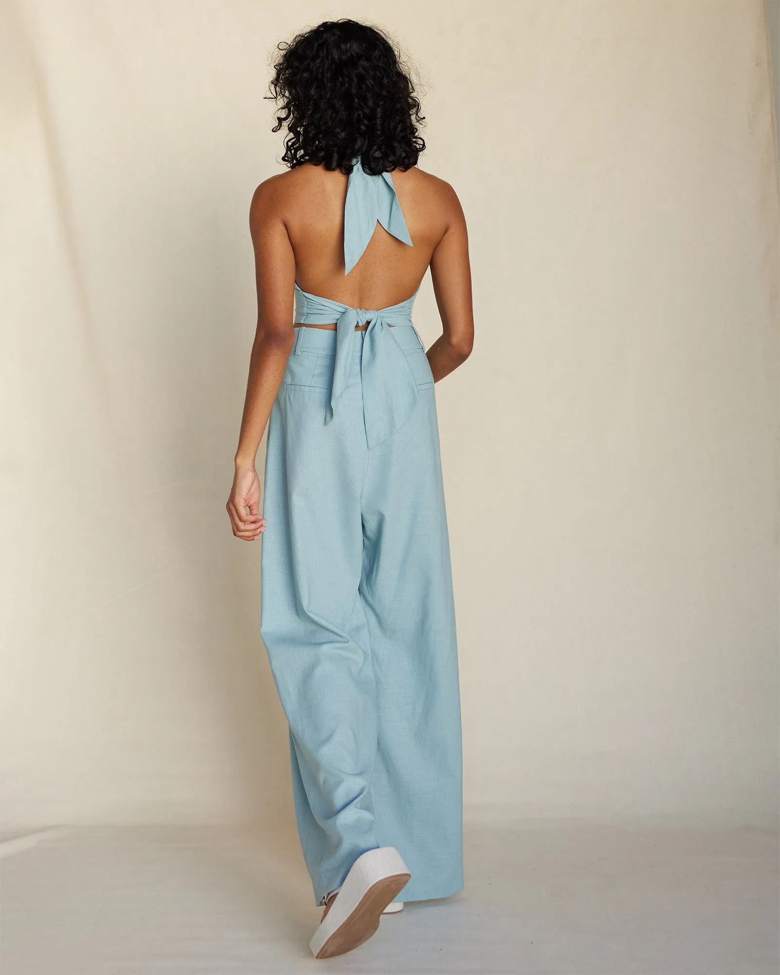 Duckegg Blue Linen Pant Bridgette