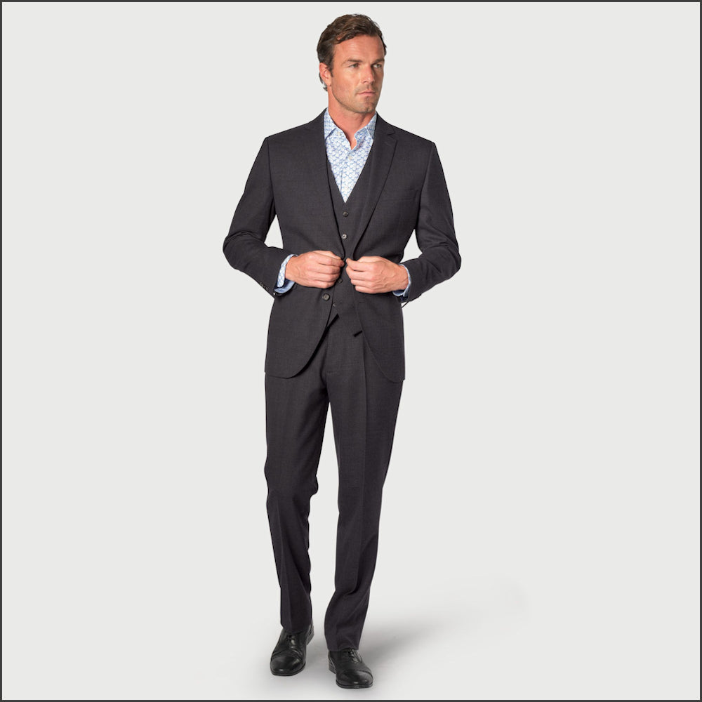 Brook Taverner Charcoal Suit - Wool Blend, Waistcoat Optional