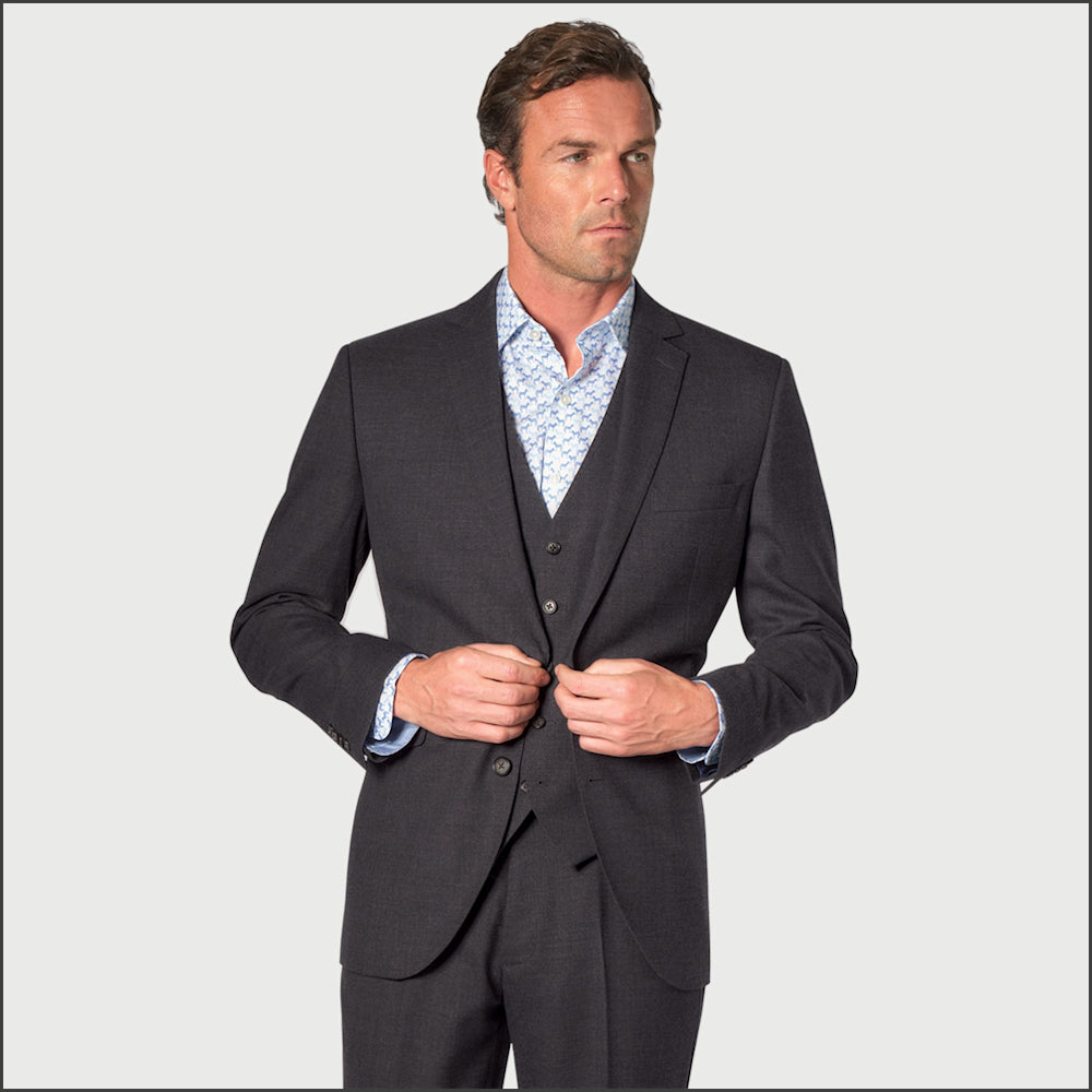 Brook Taverner Charcoal Suit - Wool Blend, Waistcoat Optional