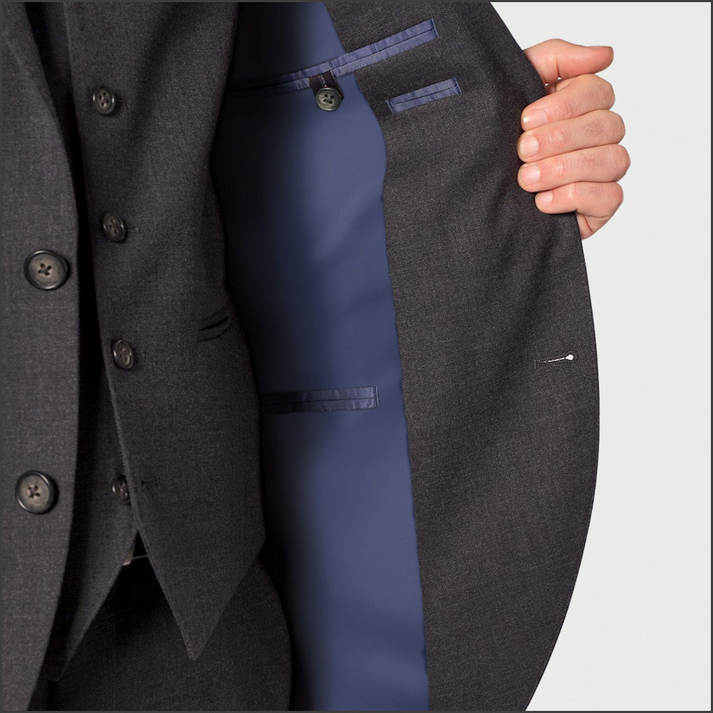 Brook Taverner Charcoal Suit - Wool Blend, Waistcoat Optional