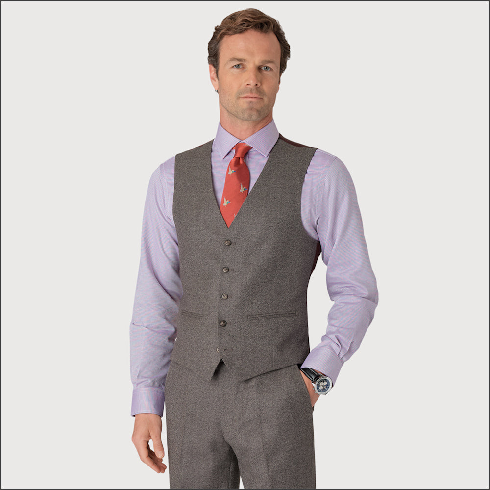 Brook Taverner Clifford Grey Wool Waistcoat