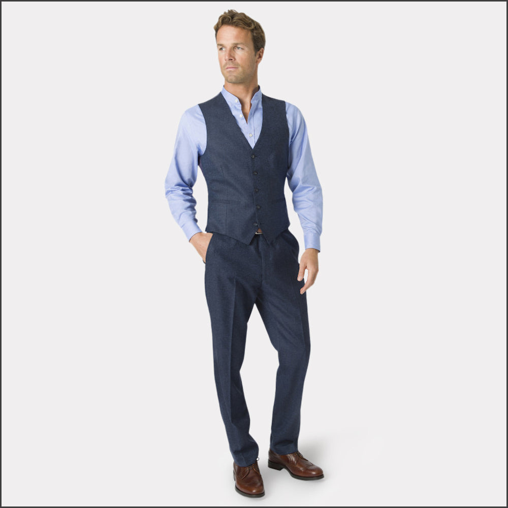 Brook Taverner Clifford Navy Donegal Wool Suit - Waistcoat Available