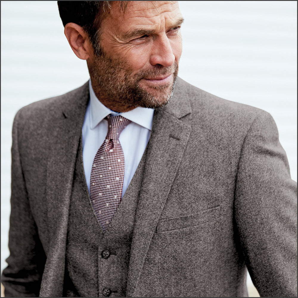 Brook Taverner Grey Donegal Wool Suit - Optional Waistcoat