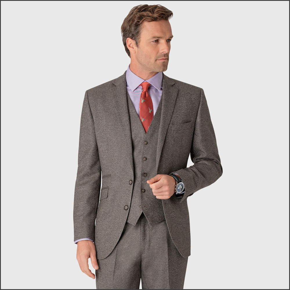 Brook Taverner Grey Donegal Wool Suit - Optional Waistcoat