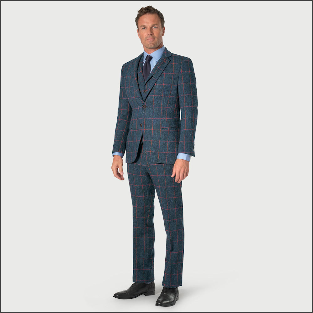 Brook Taverner Inverness Navy Check Harris Tweed Suit - Optional Waistcoat