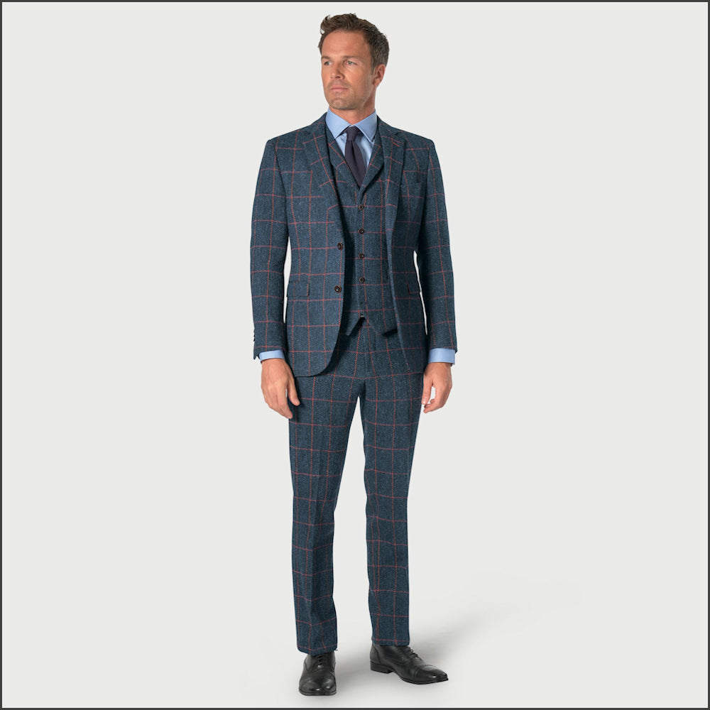 Brook Taverner Inverness Navy Check Harris Tweed Suit - Optional Waistcoat