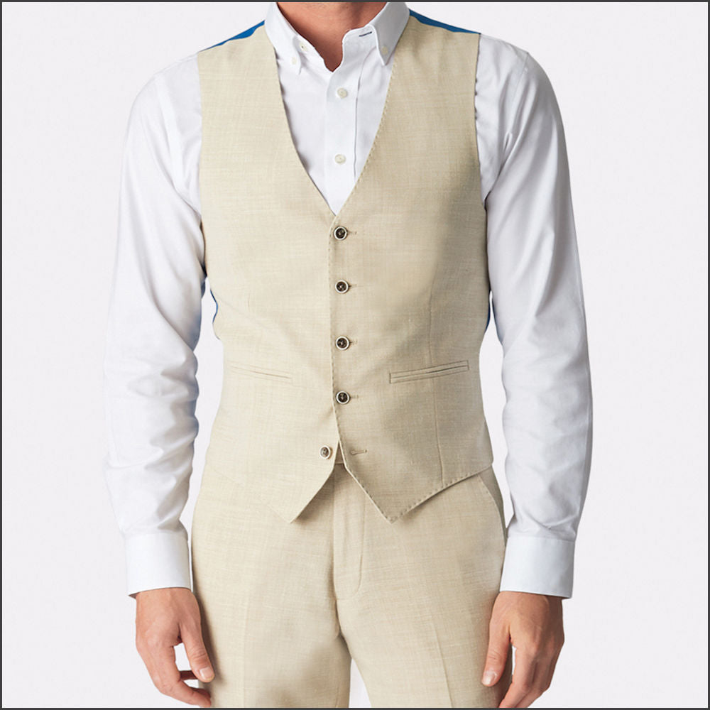 Brook Taverner Natural Linen Blend Waistcoat