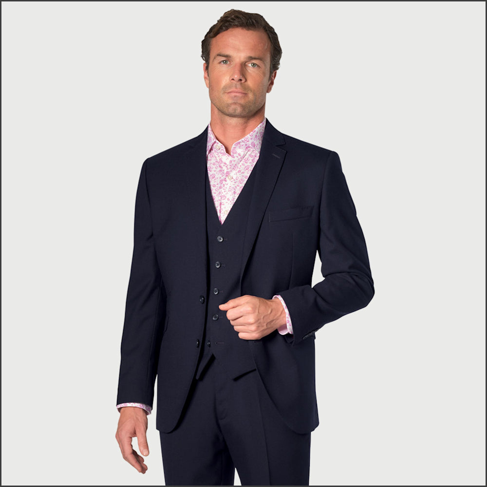 Brook Taverner Wells Navy Suit - Wool Blend - Optional Waistcoat